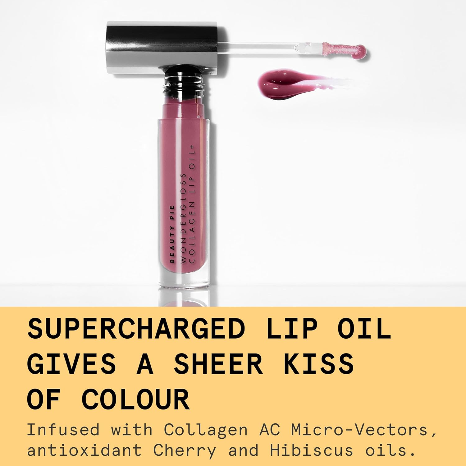 Beauty Pie Wondergloss Collagen Lip Oil + Plum Naked 0.13 fl oz – Hydrating, Plumping, Non‑Sticky Lip Oil Gloss Hybrid with Collagen AC Micro‑Vectors & Cherry Hibiscus Oils
