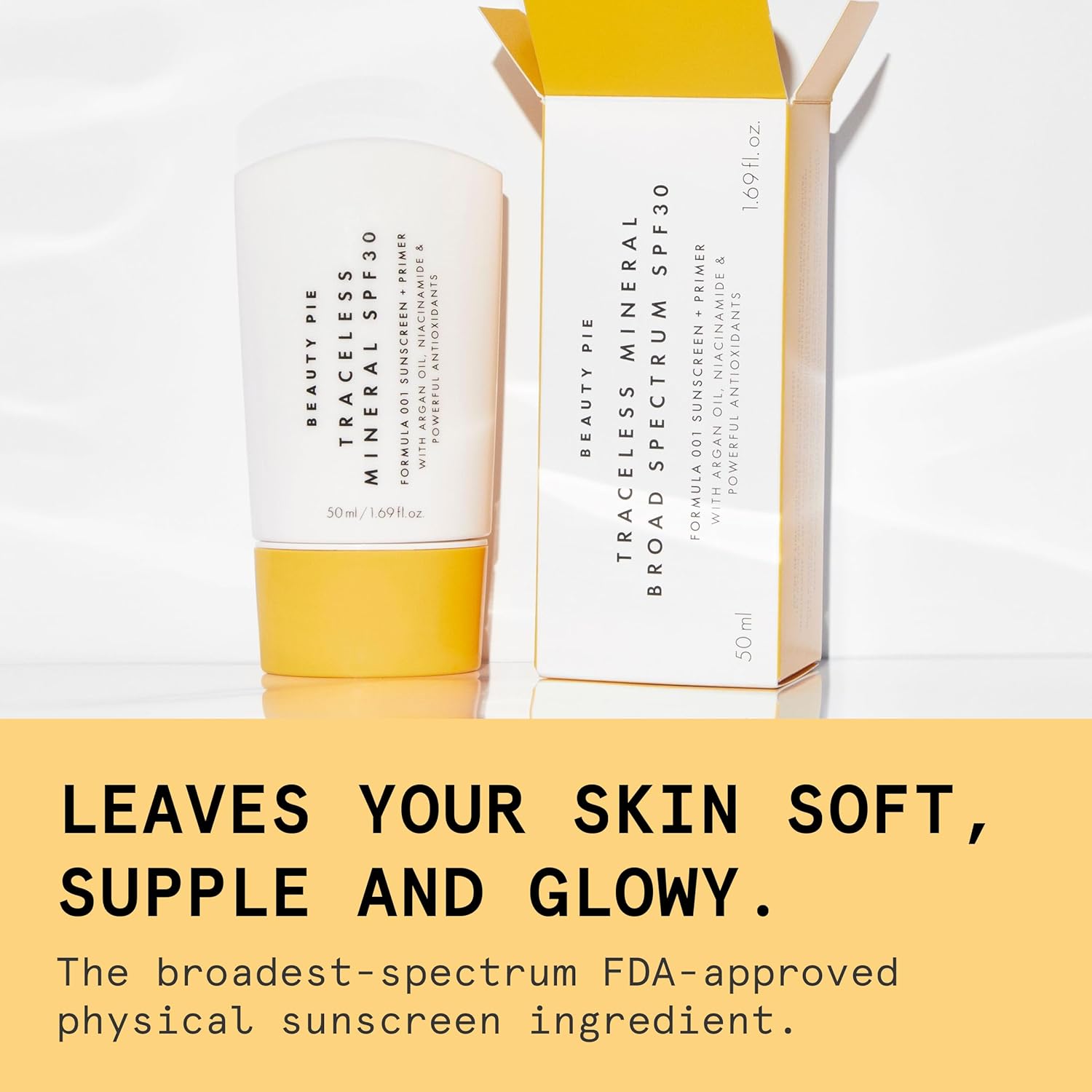 Beauty Pie Traceless Mineral Sunscreen + Primer SPF 30, 1.69 fl oz (50 ml) – Invisible Mineral Protection with Niacinamide, Argan Oil & Antioxidants