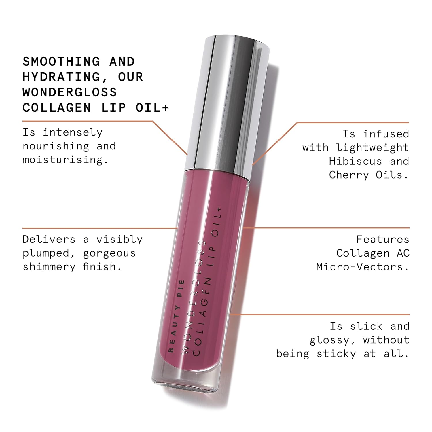 Beauty Pie Wondergloss Collagen Lip Oil + Plum Naked 0.13 fl oz – Hydrating, Plumping, Non‑Sticky Lip Oil Gloss Hybrid with Collagen AC Micro‑Vectors & Cherry Hibiscus Oils